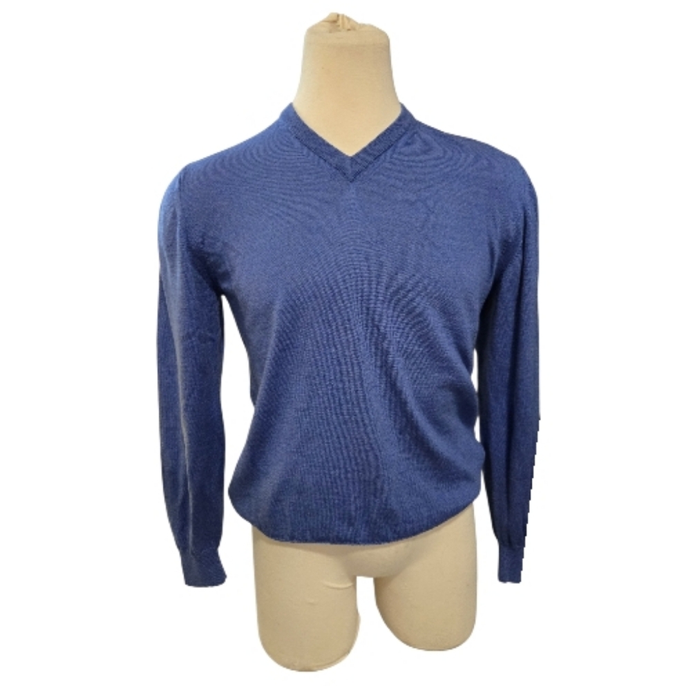 Harry Rosen Men's V-Neck Knit Sweater in Blue